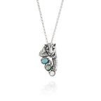 Pendente blue jaguar Collana in argento 925, madreperla, cristallo di rocca e quarzo