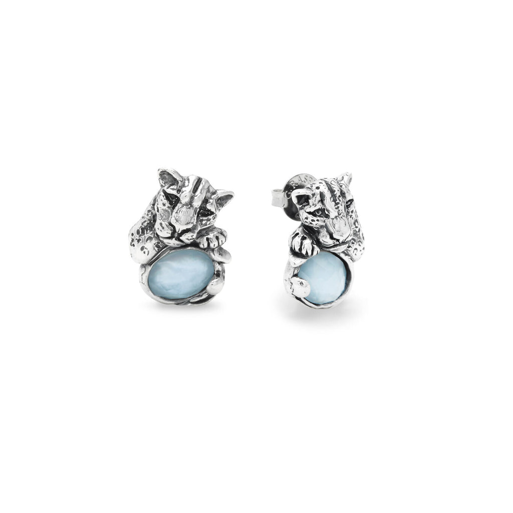 Orecchini blue jaguar Orecchini in Argento 925, madreperla e quarzo