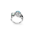 Anello blue jaguar Anello in Argento 925, madreperla e quarzo