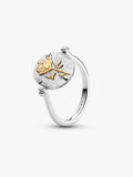 Anello Medallion Rosa "Rosa Inter Spinas Crescit" Reversibile Argento Sterling 925, Esclusiva lega metallica rifinita in Oro