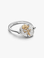 Anello Medallion Rosa "Rosa Inter Spinas Crescit" Reversibile Argento Sterling 925, Esclusiva lega metallica rifinita in Oro