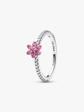 Anello Fiore Luminoso Rosa Argento Sterling 925