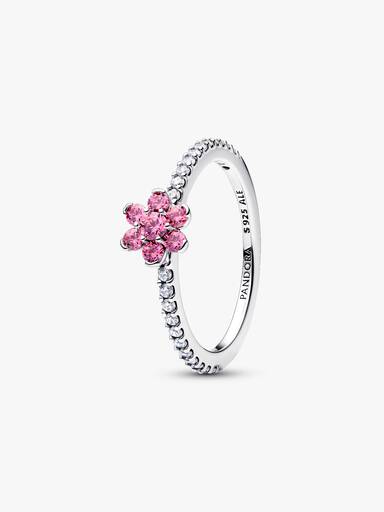 Anello Fiore Luminoso Rosa Argento Sterling 925