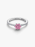 Anello Fiore Luminoso Rosa Argento Sterling 925
