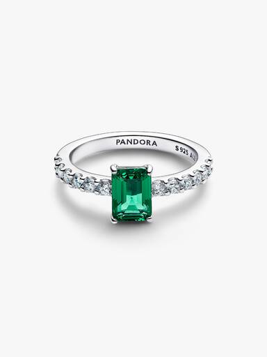 Anello Taglio Baguette Verde Argento Sterling 925