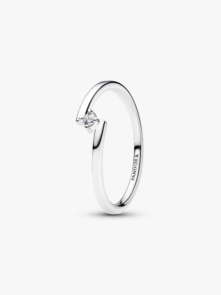 Anello Solitario Fascia Asimmetrica Argento Sterling 925