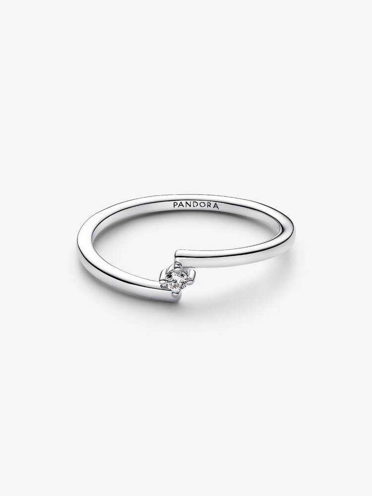 Anello Solitario Fascia Asimmetrica Argento Sterling 925