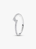 Anello Pavè Fascia Asimmetrica Argento Sterling 925