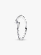 Anello Pavè Fascia Asimmetrica Argento Sterling 925