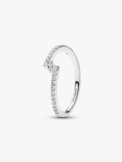 Anello Pavè Fascia Asimmetrica Argento Sterling 925