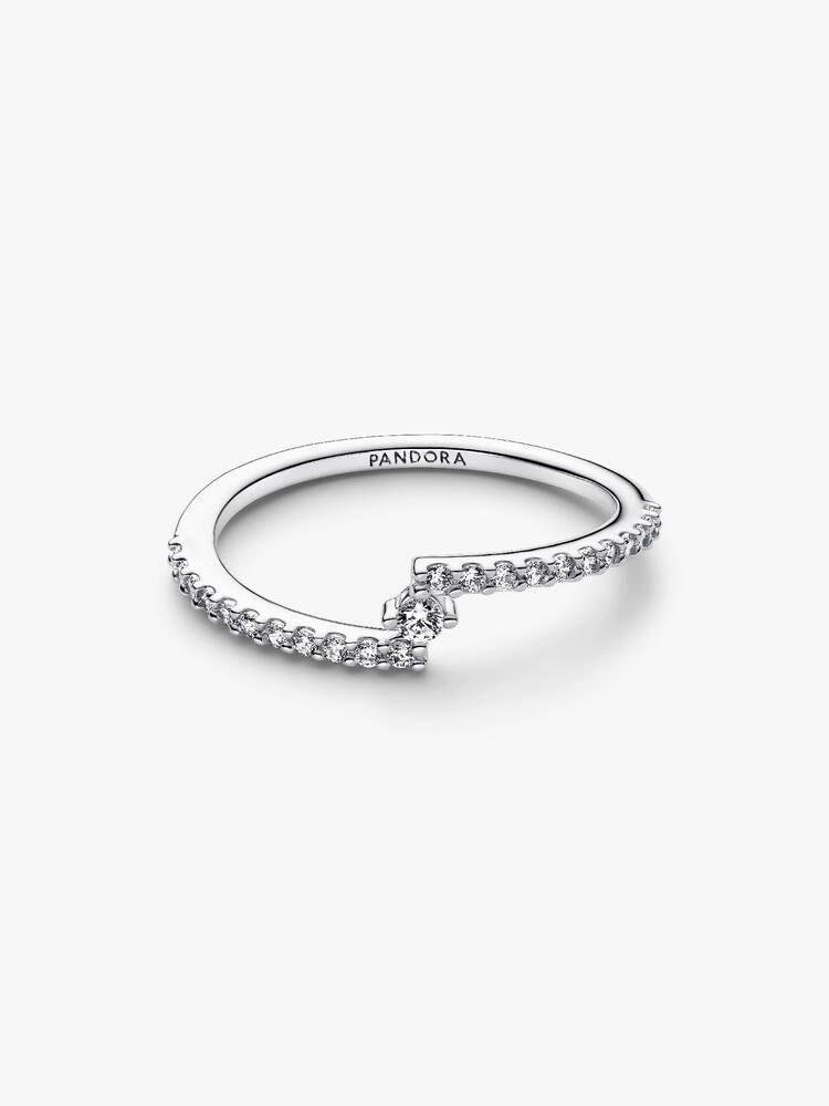 Anello Pavè Fascia Asimmetrica Argento Sterling 925