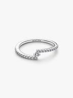 Anello Pavè Fascia Asimmetrica Argento Sterling 925