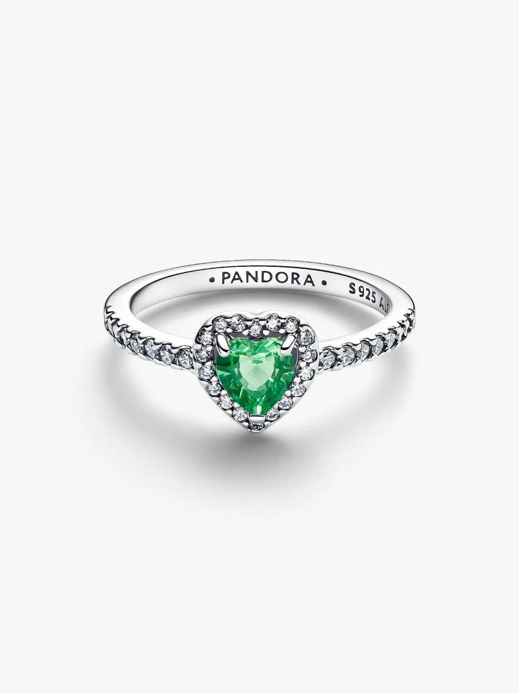 Anello Cuore in Rilievo Verde Chiaro Argento Sterling 925