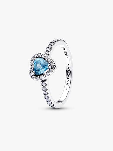 Anello Cuore in Rilievo Azzurro Argento Sterling 925
