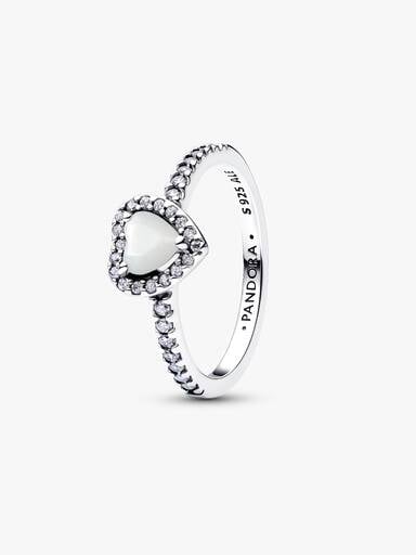 Anello Cuore in Rilievo Bianco Argento Sterling 925