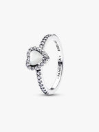 Anello Cuore in Rilievo Bianco Argento Sterling 925