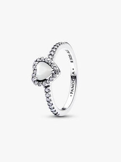 Anello Cuore in Rilievo Bianco Argento Sterling 925