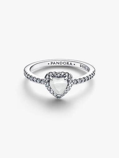Anello Cuore in Rilievo Bianco Argento Sterling 925