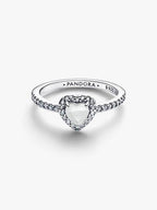 Anello Cuore in Rilievo Bianco Argento Sterling 925