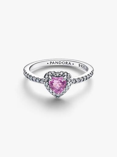Anello Cuore in Rilievo Viola Argento Sterling 925