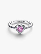 Anello Cuore in Rilievo Viola Argento Sterling 925