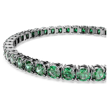 Bracciale Tennis Matrix Taglio Round Verde Placcato rutenio - BRACCIALE