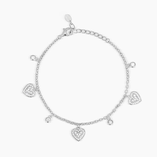 Bracciale con Cuori Pendenti Zirconati