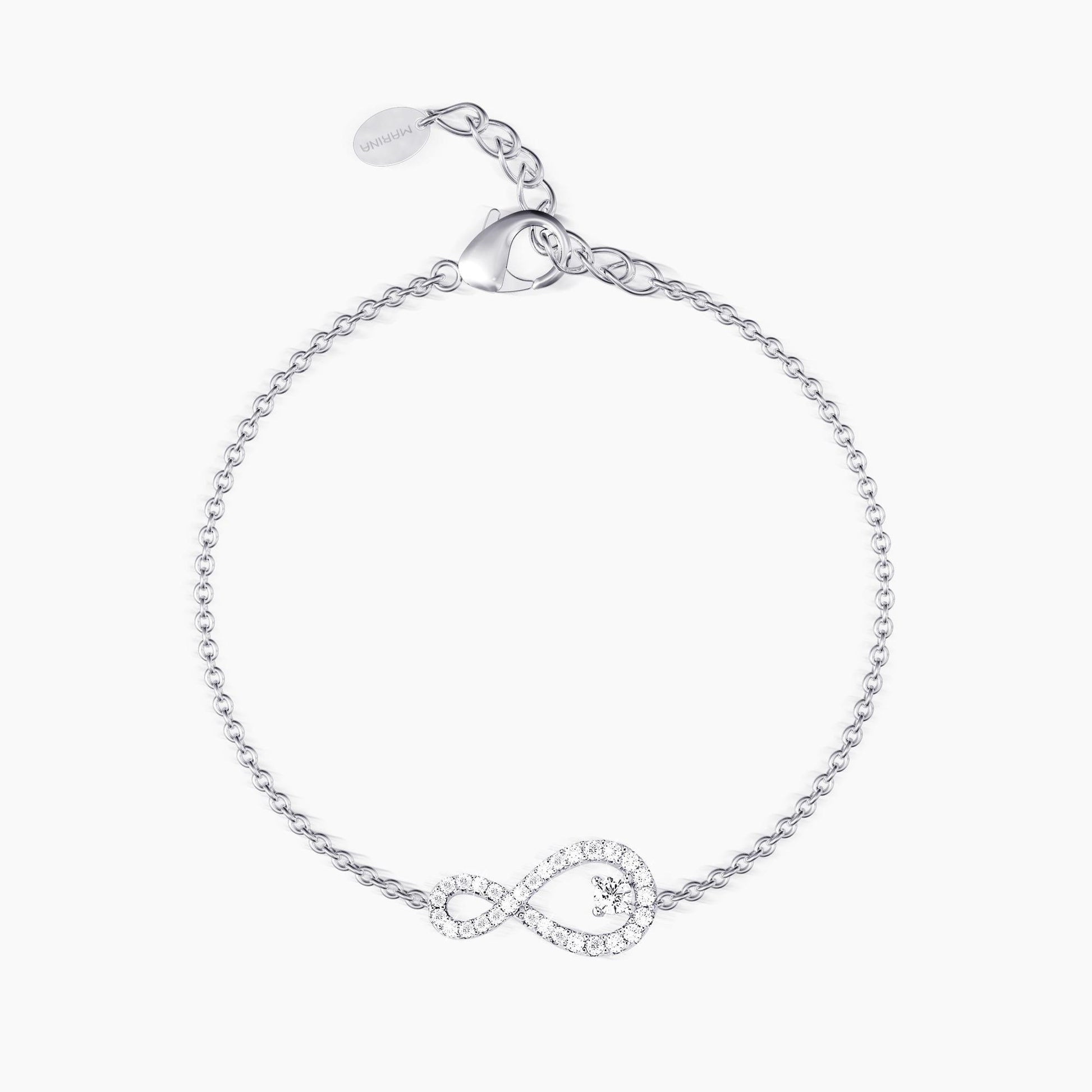 Bracciale in argento con catena forzatina e infinito ENDLESS