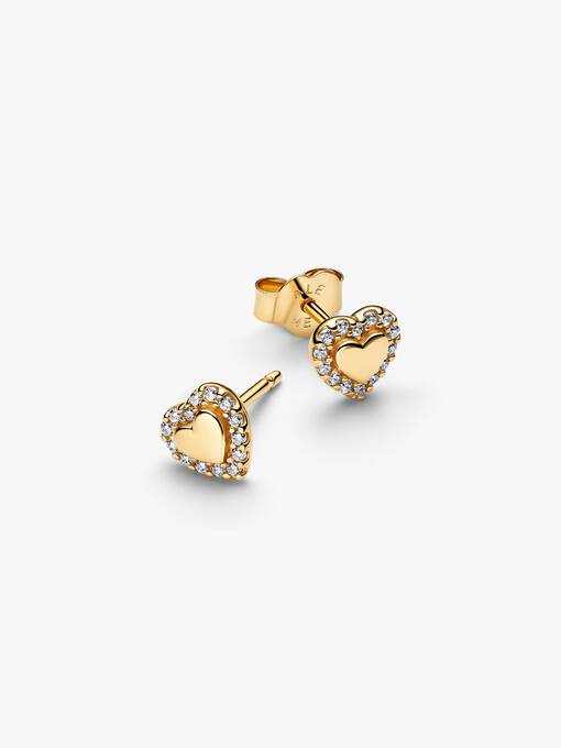 Orecchini Cuore e Pavè da incidere Finitura in Oro
