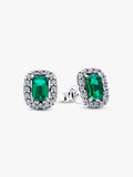 Orecchini Punto Luce Rettangolo Verde Argento Sterling 925