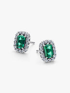 Orecchini Punto Luce Rettangolo Verde Argento Sterling 925