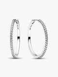 Orecchini Cerchi Grandi Pavè Argento Sterling 925