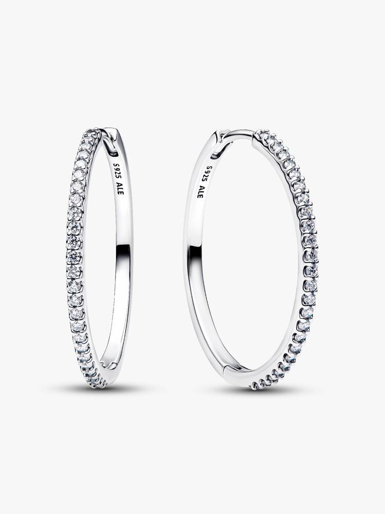 Orecchini Cerchi Grandi Pavè Argento Sterling 925