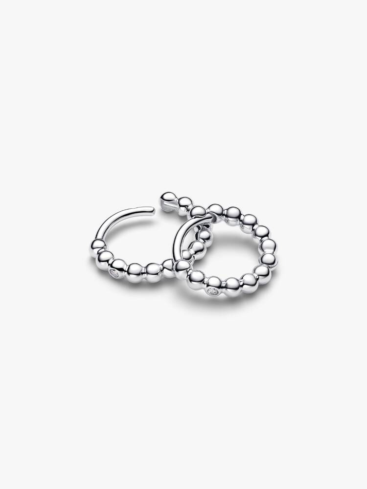 Orecchini Cerchi Piccoli Sfere con punto luce Argento Sterling 925