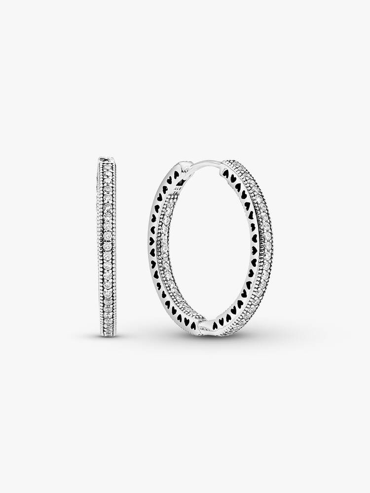 Orecchini Cerchi Cuori scintillanti Argento Sterling 925