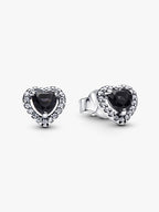 Orecchini Cuore in Rilievo Nero Argento Sterling 925
