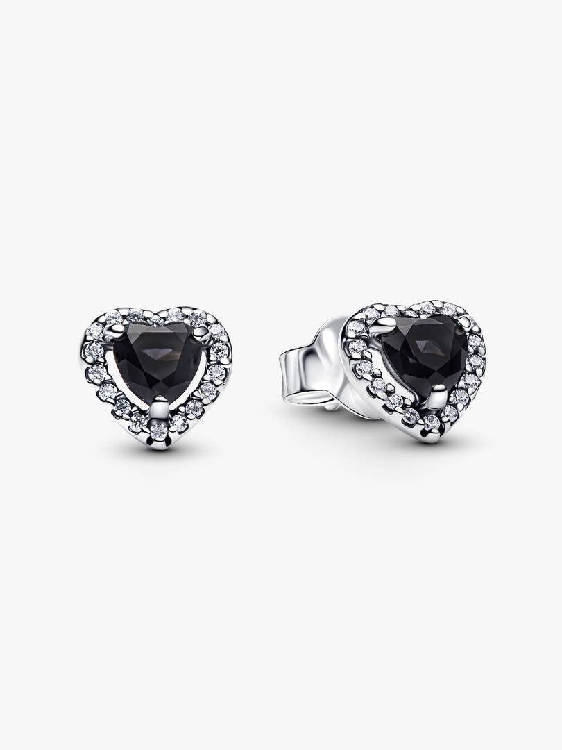 Orecchini Cuore in Rilievo Nero Argento Sterling 925