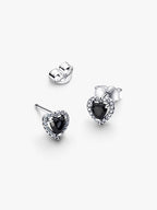 Orecchini Cuore in Rilievo Nero Argento Sterling 925
