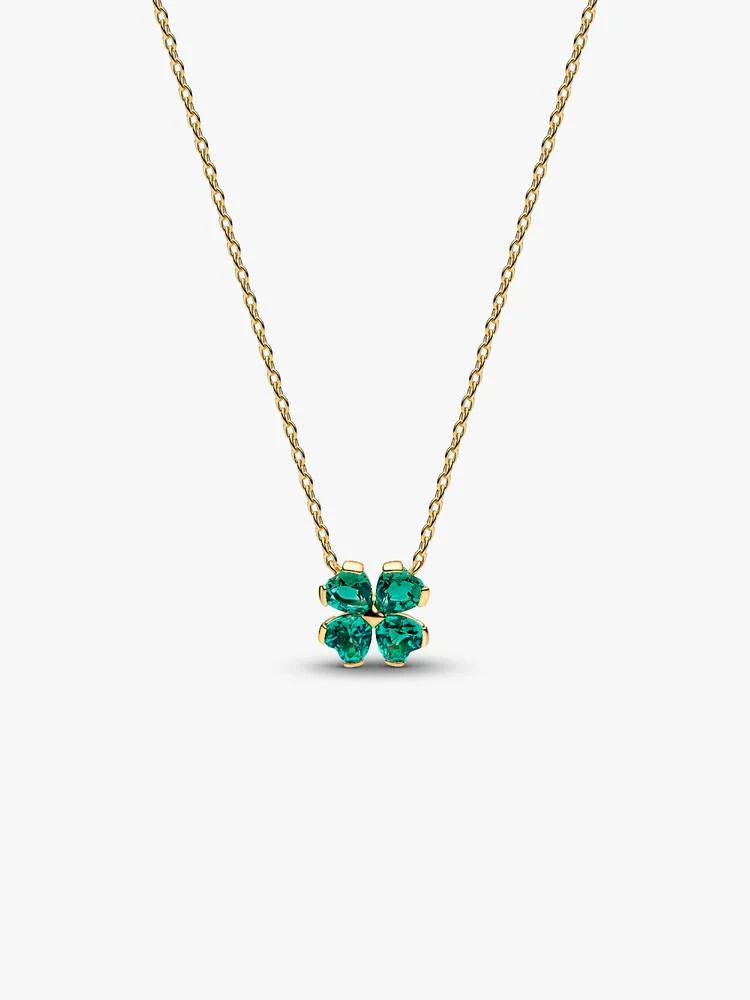 Collana Quadrifoglio Verde Esclusiva lega metallica rifinita in Oro