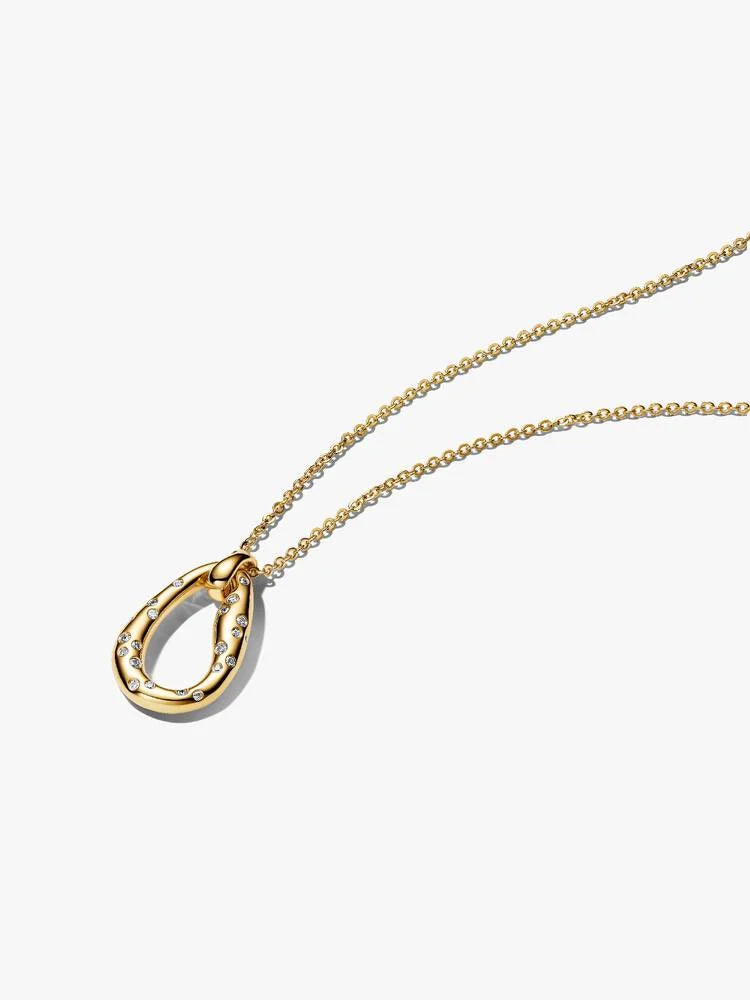 Collana Ovale Linea Sinuosa con Pietre Luminose Esclusiva lega metallica rifinita in Oro