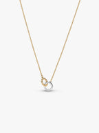 Collana Cerchi Intrecciati Sfere e Pavé Argento Sterling 925, Esclusiva lega metallica rifinita in Oro