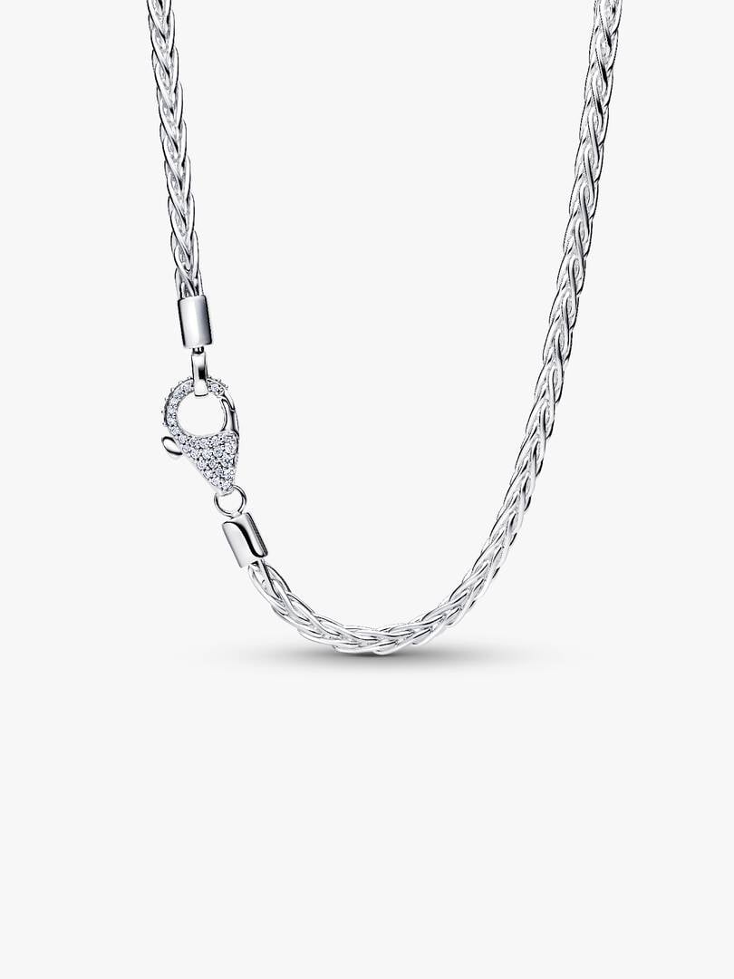 Collana Maglia Coda di Volpe con Chiusura Pavè Argento Sterling 925