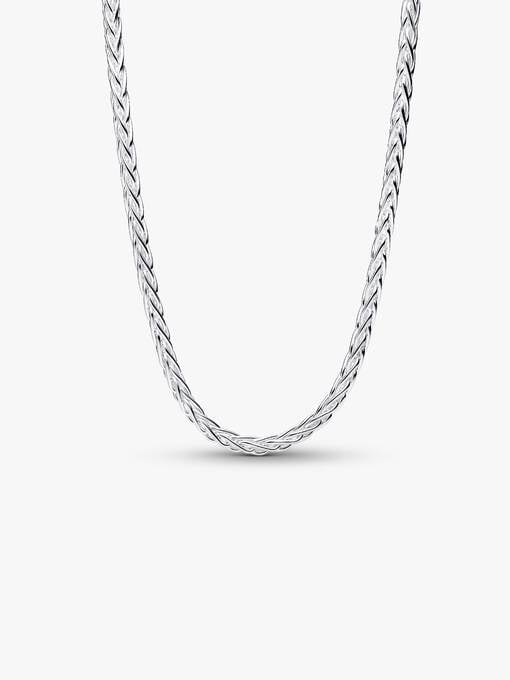Collana Maglia Coda di Volpe con Chiusura Pavè Argento Sterling 925