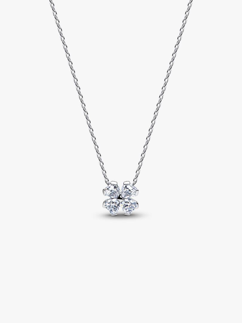 Collana Quadrifoglio Luminoso Argento Sterling 925