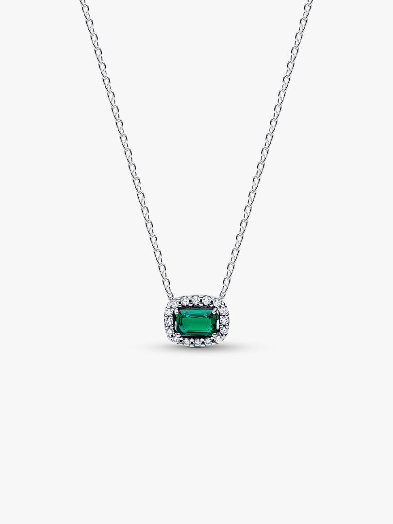 Collana Punto Luce Rettangolo Verde Argento Sterling 925
