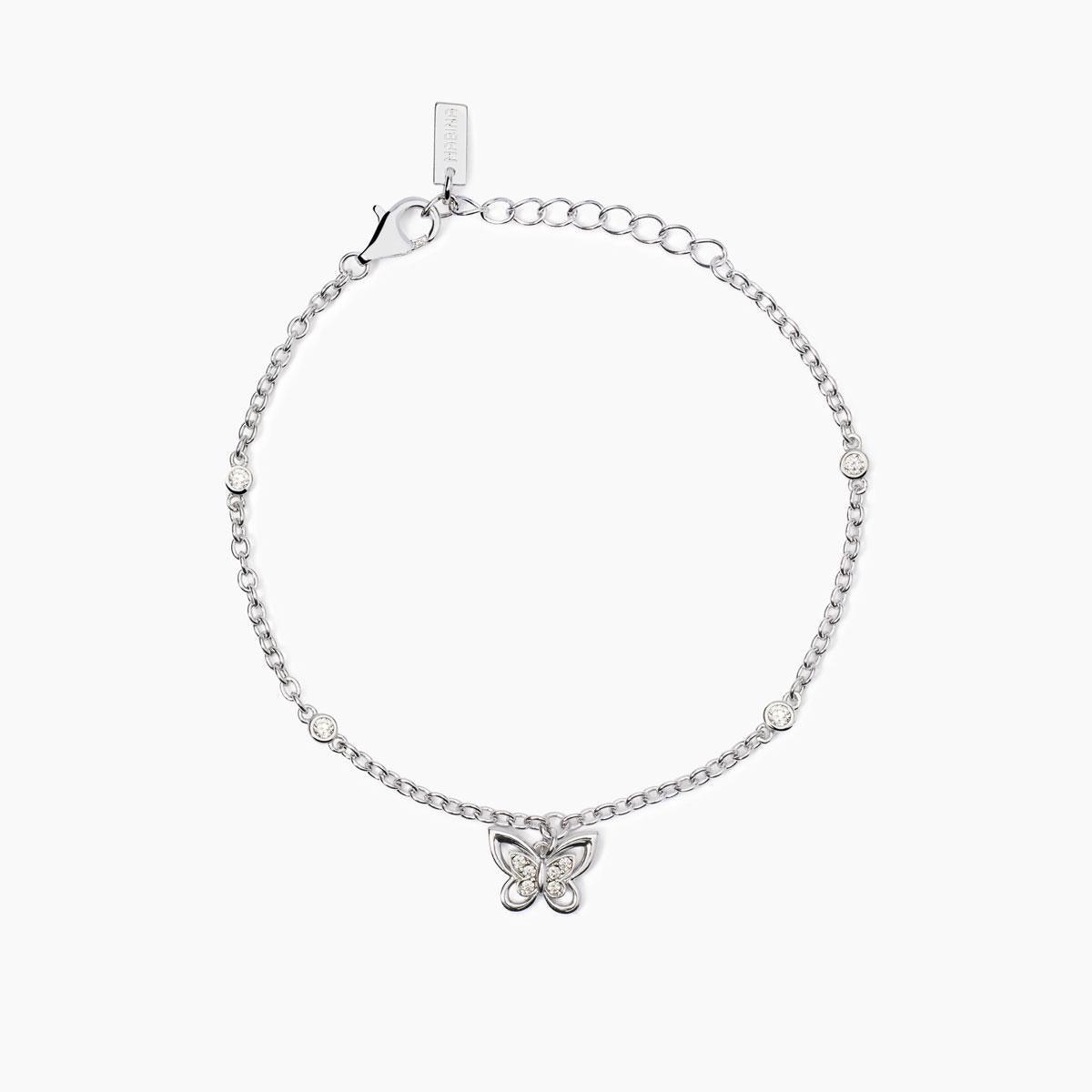 Bracciale in argento con catena e farfalla SPRING LIFE