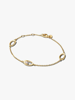 Bracciale Ovali Linea Sinuosa e Perla D'Acqua Dolce Coltivata Esclusiva lega metallica rifinita in Oro