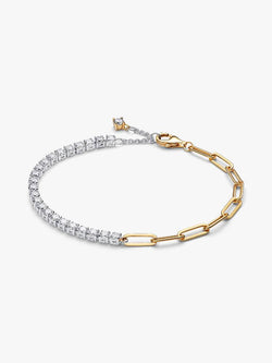 Bracciale Tennis e Maglia Link Argento Sterling 925, Esclusiva lega metallica rifinita in Oro