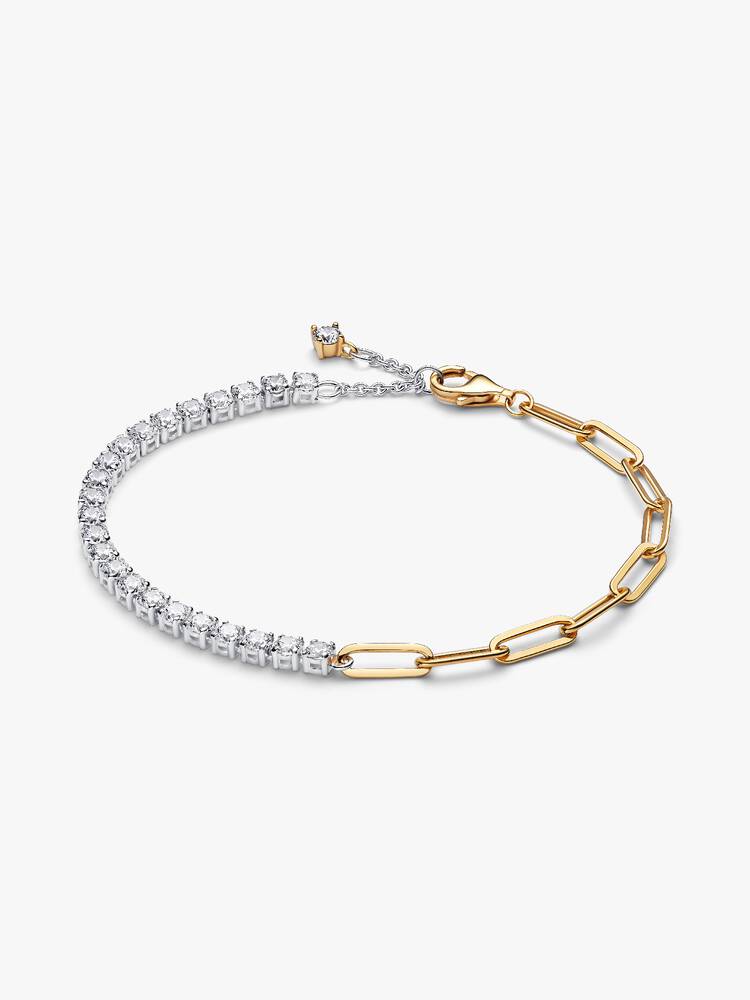 Bracciale Tennis e Maglia Link Argento Sterling 925, Esclusiva lega metallica rifinita in Oro