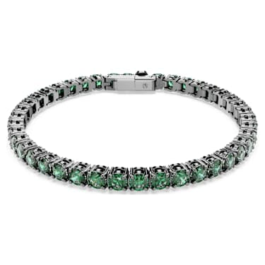 Bracciale Tennis Matrix Taglio Round Verde Placcato rutenio - BRACCIALE